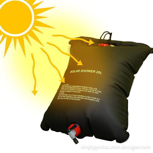 5Gallons mini solar hot water heater bath bag for outdoor use